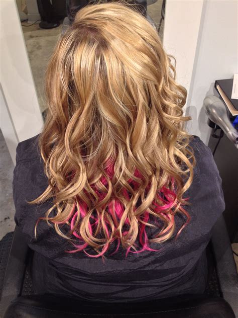 pink lowlights|pink highlights for blondes.